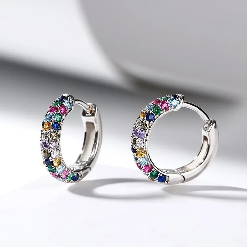 Crystal Lymphatic Drainage Earrings Colorful Crystal Round Hoop Earrings Fashion Magnetotherapy Weight Loss Slimming Jewelry