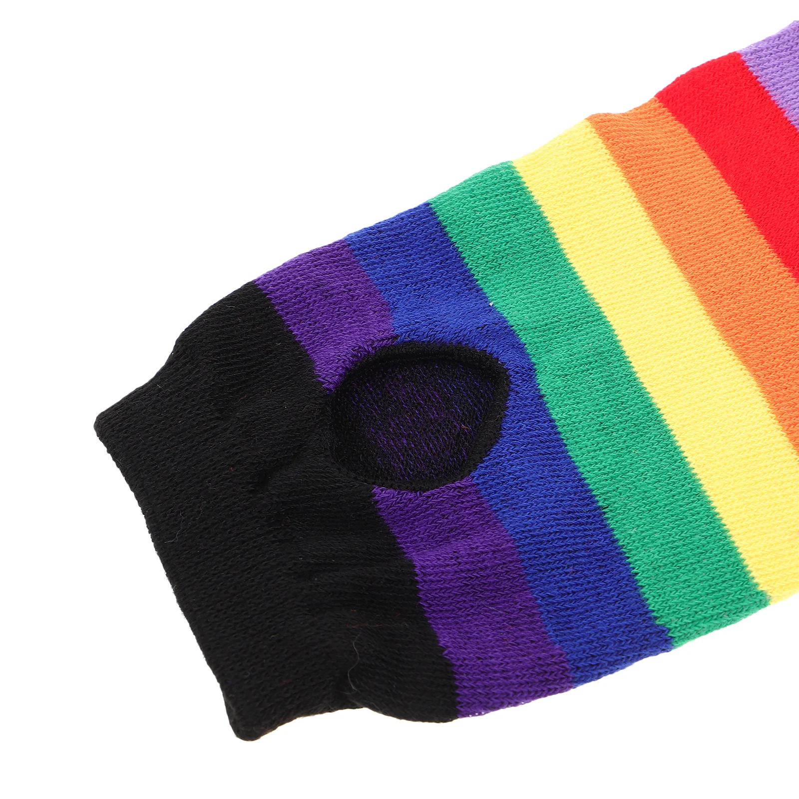 Luvas de malha arco-íris sem dedos, listradas vibrantes, acessórios para festa do orgulho, material macio e aconchegante, aquecedores de braço longo, guarda-roupa de inverno