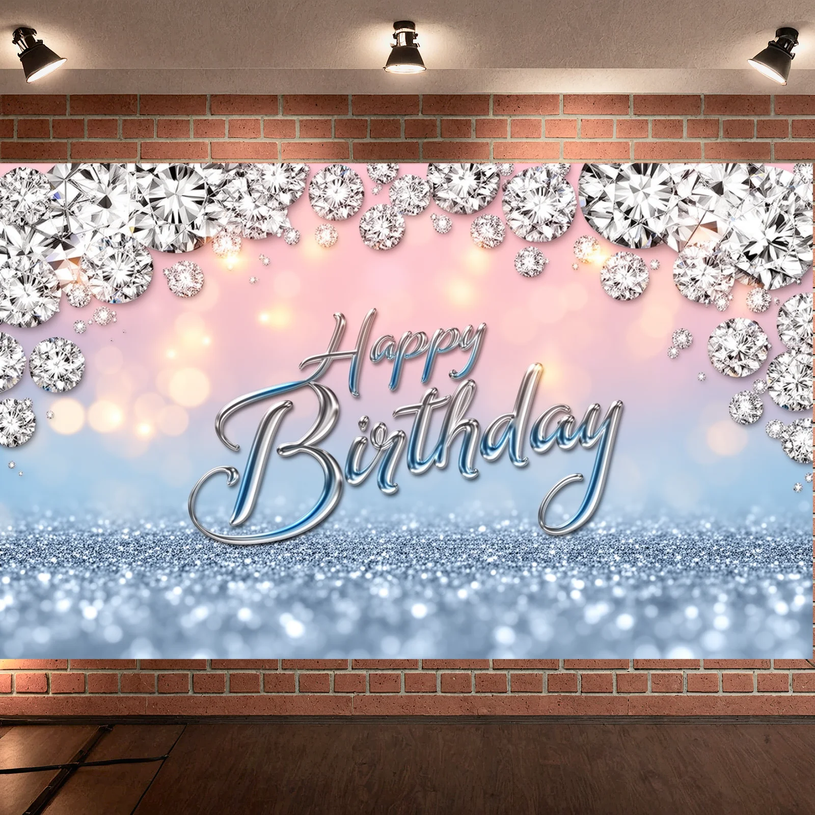 Telón de Fondo Brillante para Cumpleaños, Diseño Glamuroso, Decoración para Eventos de Cumpleaños, Telón de Fondo Glamuroso de Lujo, Pancarta para Fiestas en Casa