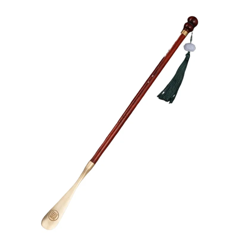 Rosewood brass shoehorn long handle household pregnant women do not bend portable solid wood sandalwood copper shoehorn