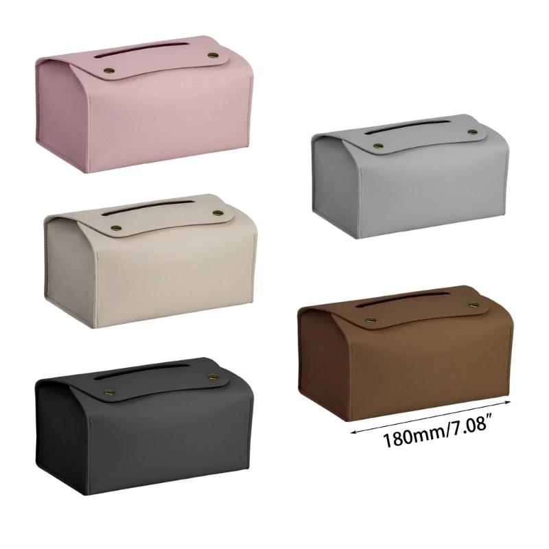 Paper Towel Container Elegant Rectangular Tissue Dispenser PU Leather Tissue Box