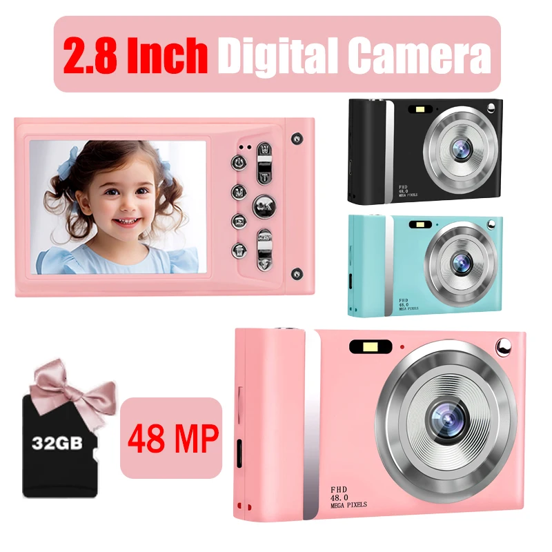 2.8 inch Digital Camera 48MP High-Definition Mini Children Camera Compact Cameras Video Recording 1080P for Beginner Photography