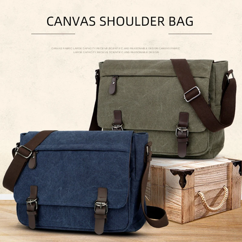 Messenger Bag Men Business Portable Shoulder Canvas Crossbody Pack Retro Casual Office Satchel Travel Bags Kit Vintage Y75A