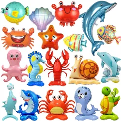 Cute Marine Animal Balloons Sharks Dolphins Crabs Turtles Ocean Theme Birthday Party Baby Shower Decor Supplies Kids Gifts
