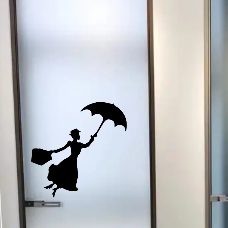 Creative Woman Holding Umbrella Switch Wall Stickers  Home Decor Vinyl Living Room Background Decals  car Stickers #98