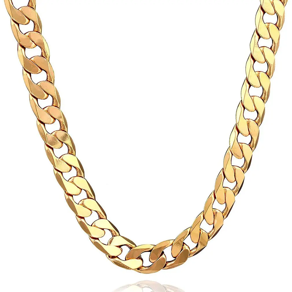 Cadena de eslabones cubanos Punk para hombre y mujer, collar largo de oro de 46/51/56/61/66/71/76CM, joyería de moda, regalo