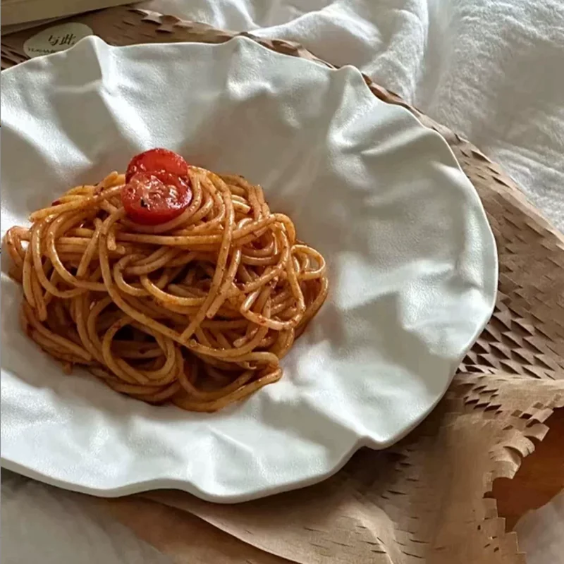 Matte Wrinkled Texture Ceramic Plates, Tableware, Main Dishes Plates, Dessert Plate, Art of Dining Tables, Kitchen Utensils