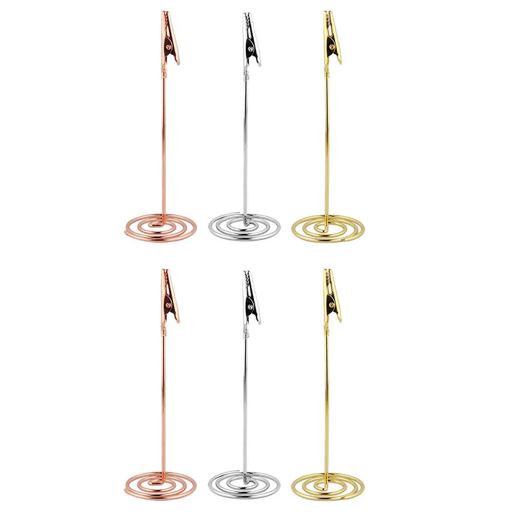 

6pcs Stainless Steel Photo Clips Desktop Note Holders Three-colour Cards Memo Tricolor Stable Office Home Storage Organizer