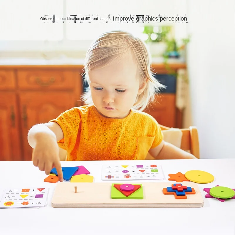 Montessori Tabuleiro de Combinar Infantil, Colagem Puzzle, Sobreposição Clássica, Jogos Educativos, De madeira, Criativos, Forma, Woodiness, Novo