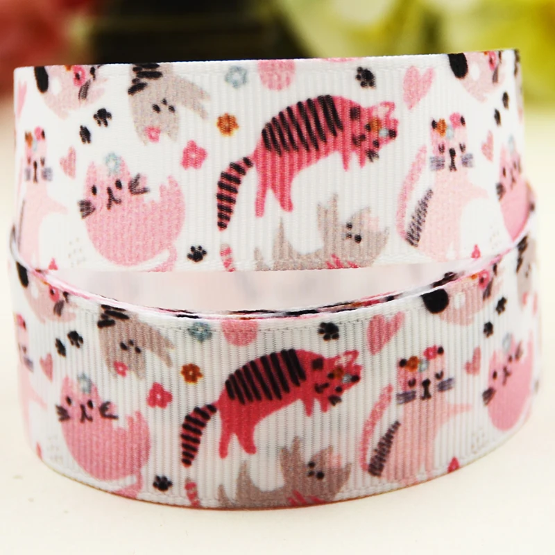 22mm 25mm 38mm 75mm Cat Cartoon Character printed Grosgrain Ribbon party decoration 10 Yards