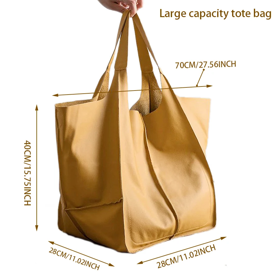 Casual Soft Large Capacity Tote Women Handbags Designer Aged Metal Look Luxury Pu Leather Shoulder Bag Retro Big Shopper Purses