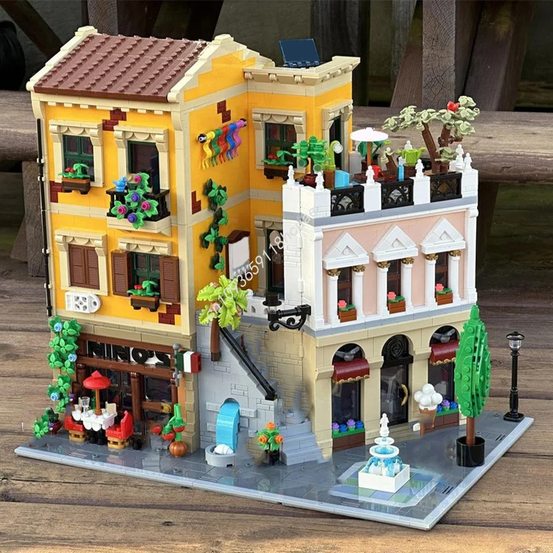

4000PCS MOC Italian Street Corner Modular Building Blocks DIY European Town Architecture Display Set