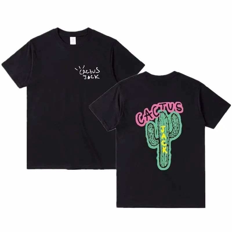 Cactus Jack luxury men's cotton T-shirt Summer Hip hop men's and women's printed couple Harajuku T-shirt family short sleeve top