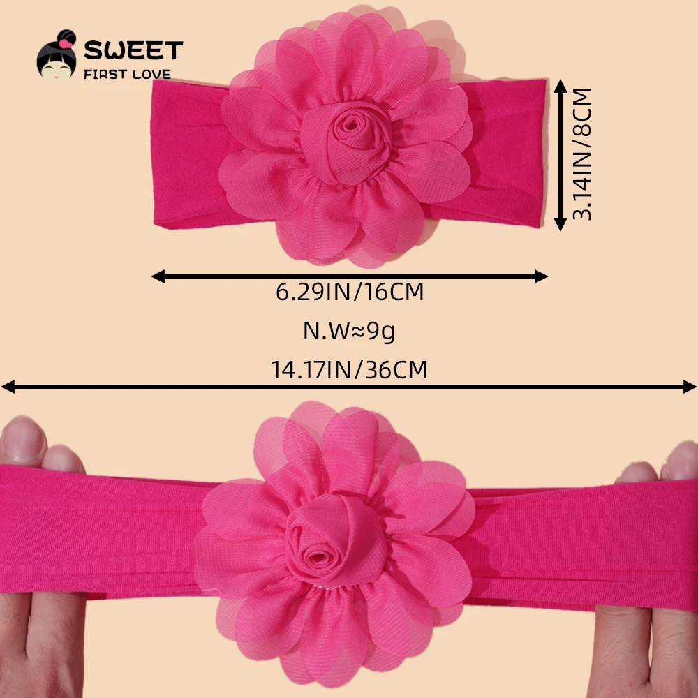 Headband For Kids Girls Solid Chiffon Flower Hair Band Baby Girls Soft Nylon Elastic Newborn Headwear Chlidren Hair Accessories