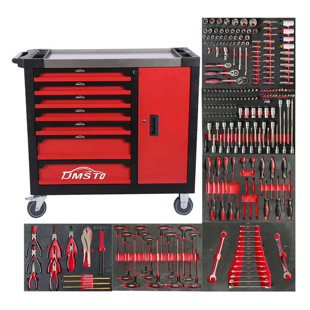 

CE Certified 7 Drawer Tool Cabinet 258Pcs Automotive Workshop Car Repair Tool Trolley with OEM OBM Support Caja De Herramientas