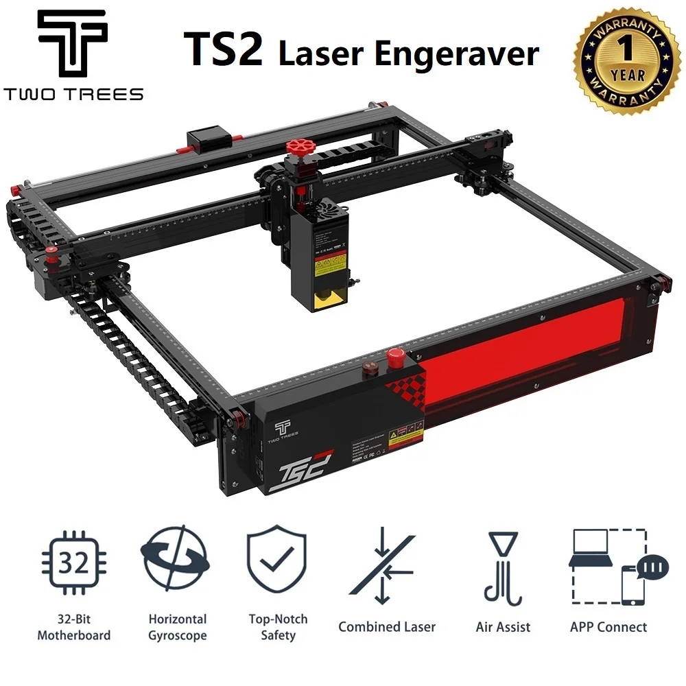 TS2 160W Laser Engraver 20W Auto Focus Large Laser Engraving Cutting Machine 410x410mm with Air Assit System Flame Detection