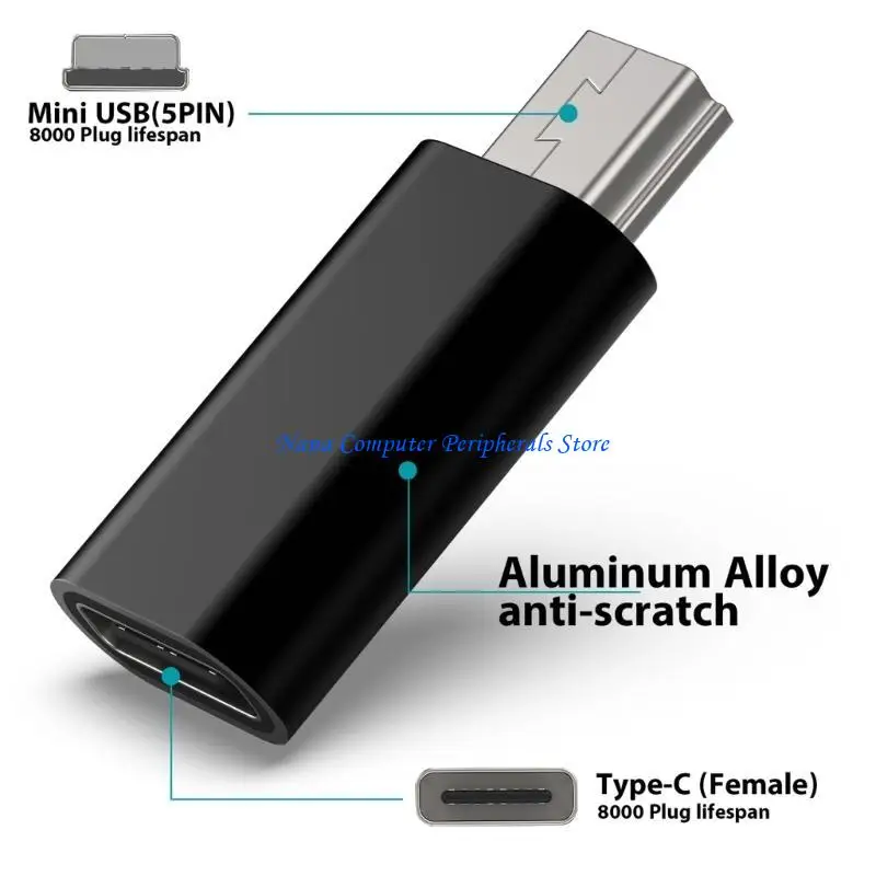 F68C 미니 USB에서 USB C ADAPTER 타입 C 암에서 미니 USB 남성 컨버터 충전 어댑터 480mbps 노트북 전화 노트북