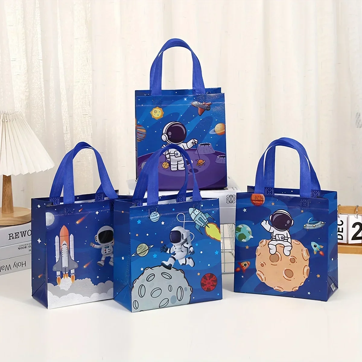 

12pcs Space Explorer Gift Bags Blue White and Purple Design Gift Box Packaging Candy Bag for Office Party Wedding Christmas