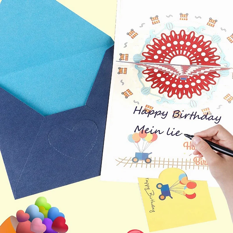 Carte d'anniversaire Top-3D avec la conception de conception de gâteau de carrousel, cartes d'anniversaire avec enveloppe pour la famille, amis, enfants, femmes