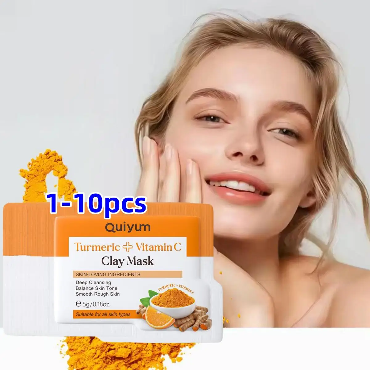 1-10pcs Turmeric Vitamin C Facial Mask Moisturizing Cleaning Pores Smooth Rough Skin Face Beauty Skin Care Mask