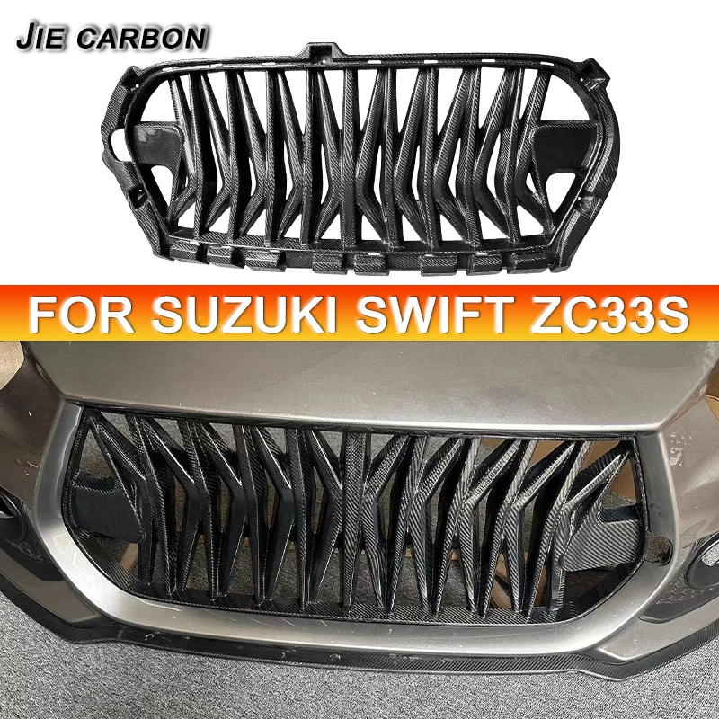 For Suzuki Swift Sports ZC33S Series 2018+ Front Bumper Carbon Fiber Grille Center Mesh Air Intake Cooling Car Parts Upgrade Acc