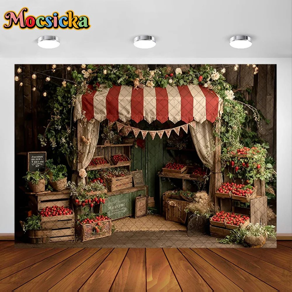 Mocsicka Photography Backdrop Sweet Strawberry Shop Decoration Newborn Baby Shower 1st Party Backgrounds For Photographs