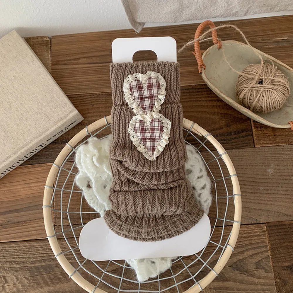 

Retro Love Heart Kids Leg Warmers Knitted Thickened Lolita Long Socks Solid Color Keep Warm Mid-Calf Sock Winter