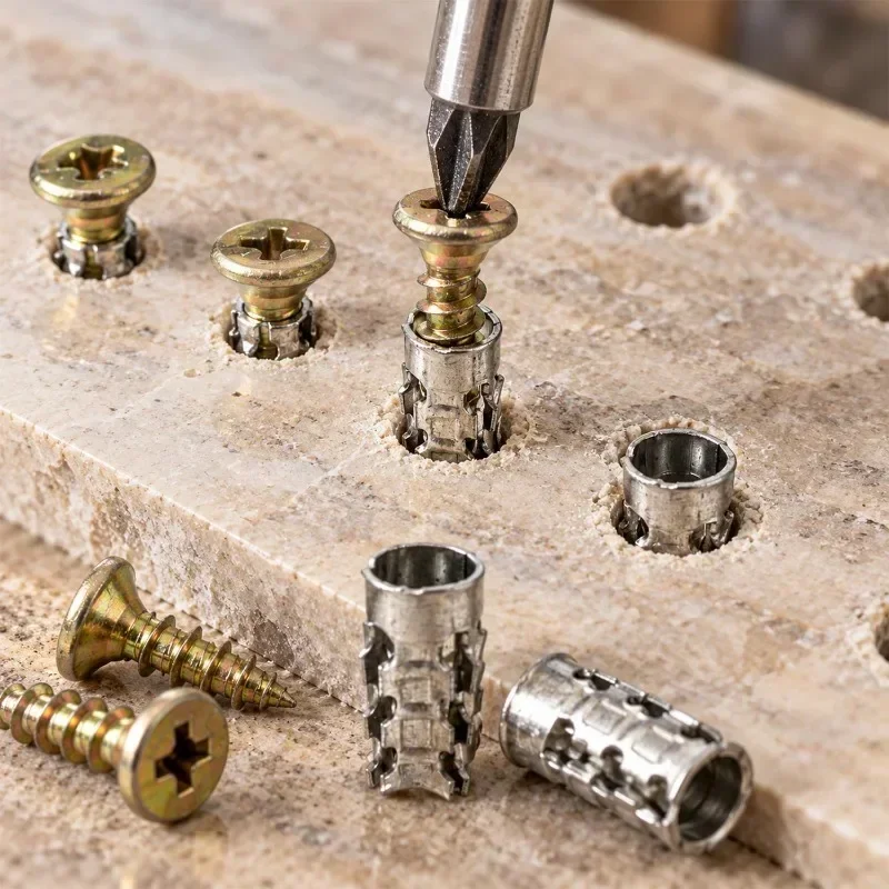 Serrated Expansion Tube Screw Set Door Hinge Repair Fixed Screws Thread Wall Anchor Cabinet Fasteners for Concrete Drywall