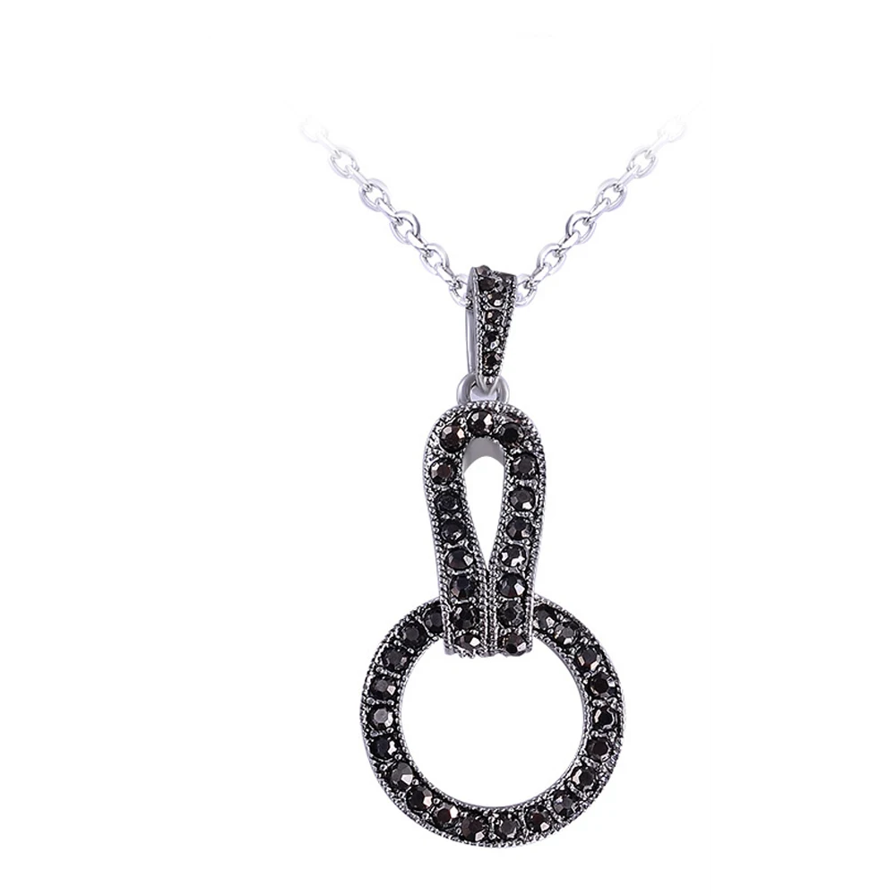 Ajojewel Vintage Necklace Women Black Rhinestone Flower Pendants & Necklaces Original Jewelry Wholesale