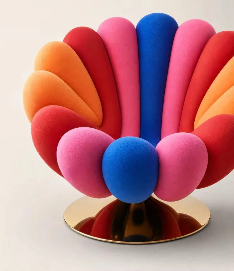 #*Luxury Modern Anemone Swivel Chair Creative Velvet Sofa