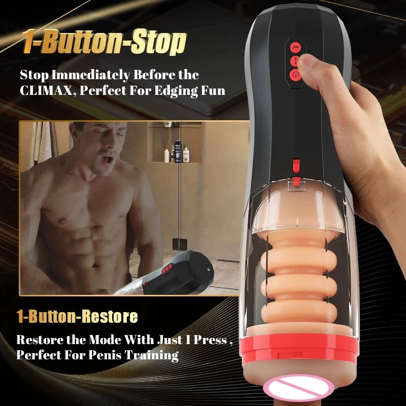 Automatic Masturbator for Men Telescopic Blowjob Machine Real Pussy Male Masturbation Goods Masturbate Toys Adult Supplies