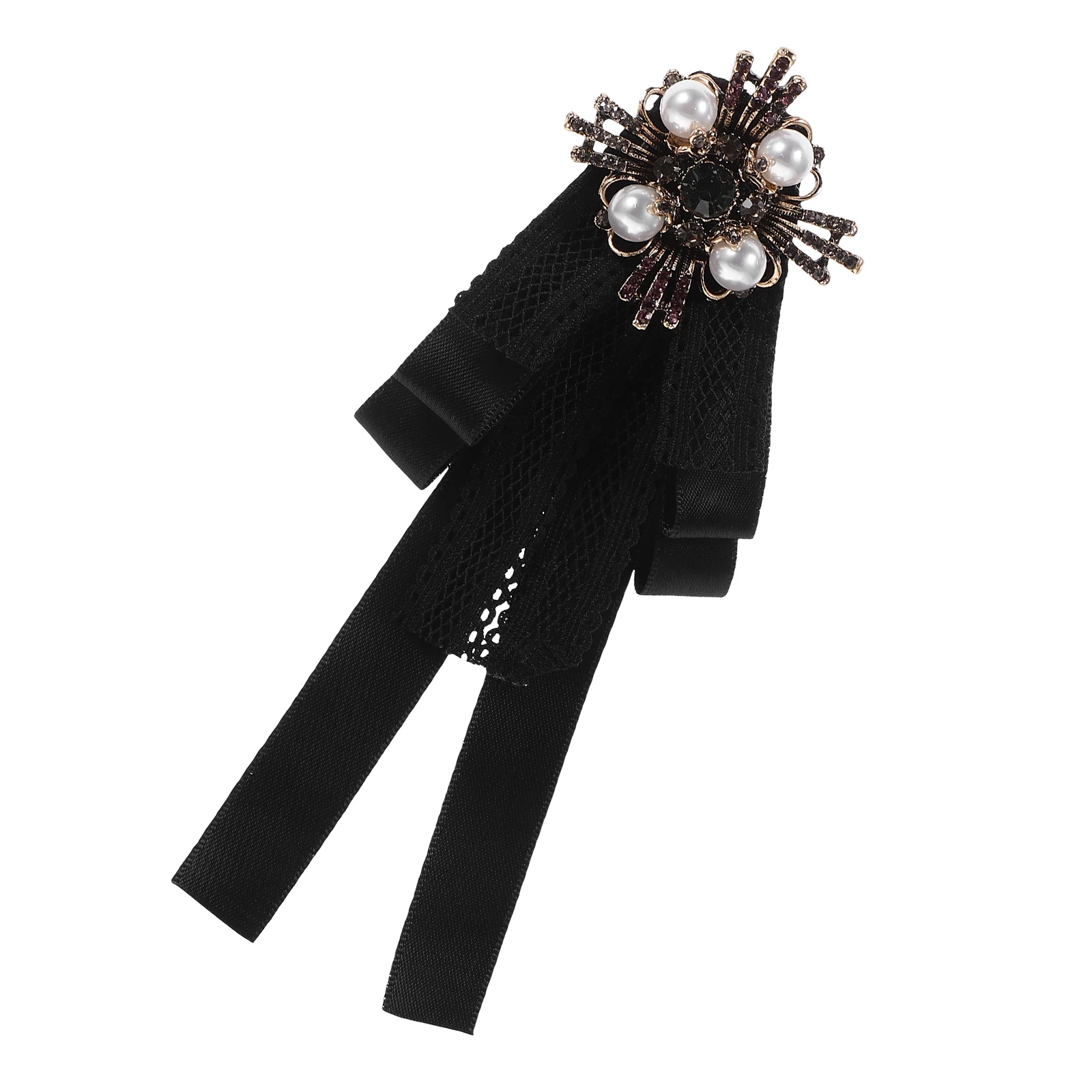 

Vintage Bow Tie Brooch for Women Retro Bowknot Lapel Pin Elegant Lace Scarf Dress Accessory Lightweight