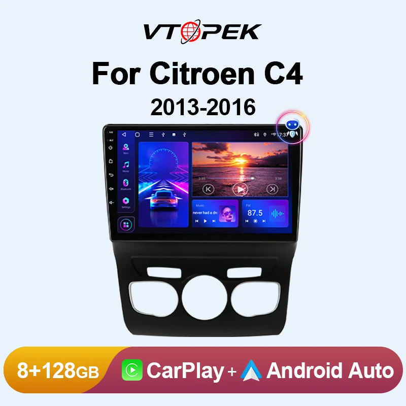 

Vtopek 9" 4G Carplay 2din Android 11.0 Car Radio Multimidia Video Player Navigation GPS For Citroen C4 B7 2013 2014 2015 2016