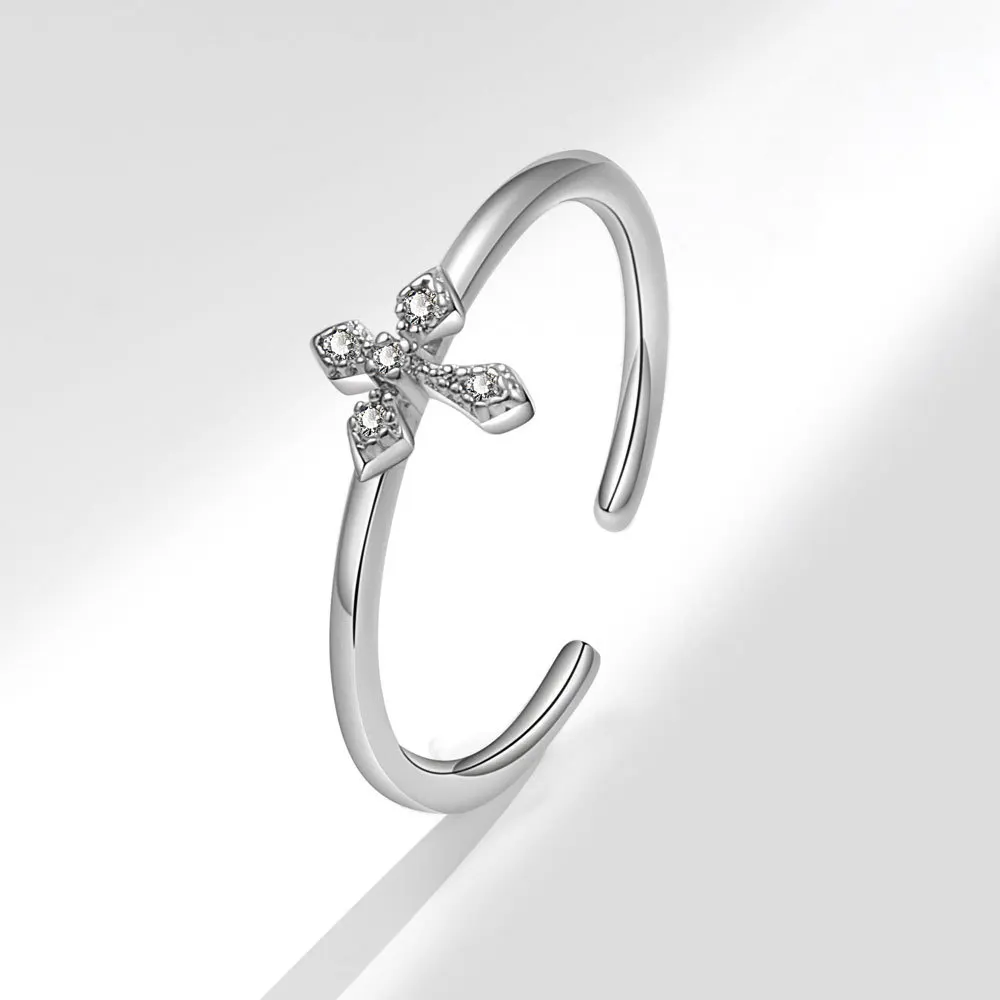 VOQ Exquisite Silver Color Ring for Women Timeless Christian Cross Ring New Fashion Party Gift Jewelry