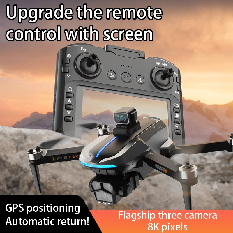 AE8 EVO Drone GPS 8K Professional HD 360° Dual Cameras 5G WIFI Brushless Motor Obstacle Avoidance Screen Foldable Quadcopter Toy