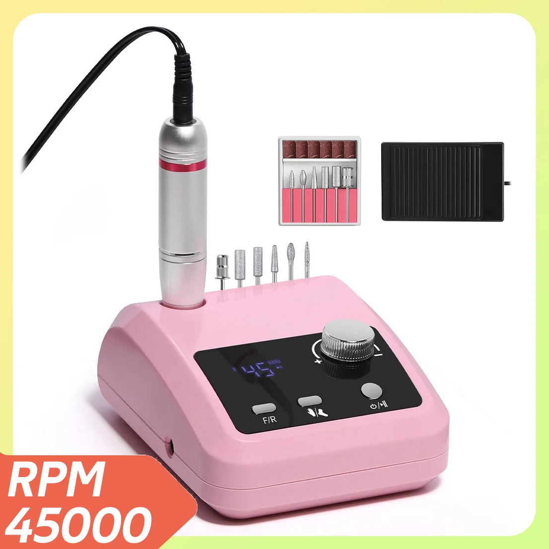 

45000RPM Electric Nail Drill Machine for Nail Electric File Manicure Machine Nail Sander Portable Professional Nail Lathe Sander