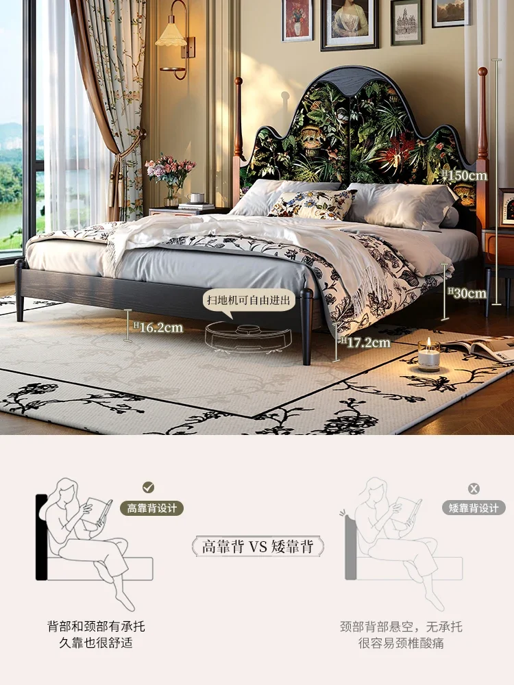 سرير مزدوج 1.8 متر سرير زفاف أمريكي عتيق ناعم