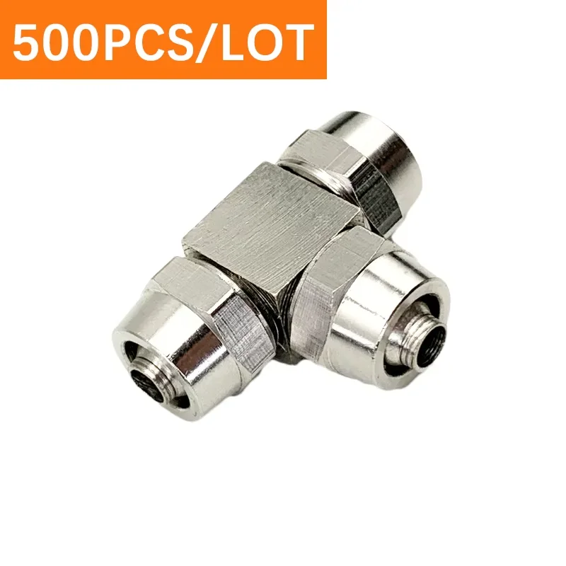 Quick twist Tee 500PCS/LOT KL-PE4/6/8/10/12/14/16 Copper Nickel Plated High Voltage Lock Female Pneumatic Connector Fitting