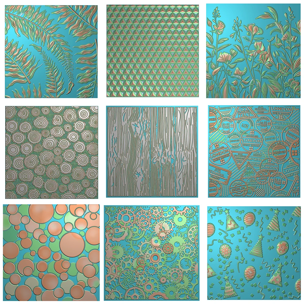 Layered Bubbles Postal Marks Meadow of Sweet Peas 6x6