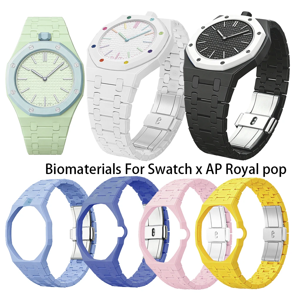 2in1-セラミックケース-セラミックストラップ-swatch-x-ap-ロイヤルポップ懐中時計バンド改造キット-チェンジャーから腕時計用-バイオセラミックへ