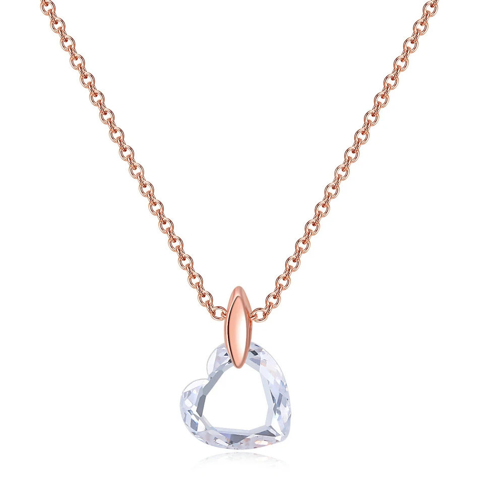 Fashion Tiny Choker Necklace For Women Rose Gold Color Chain Crystal Small Love Heart Pendant on Neck Bohemia Jewelry DWN126