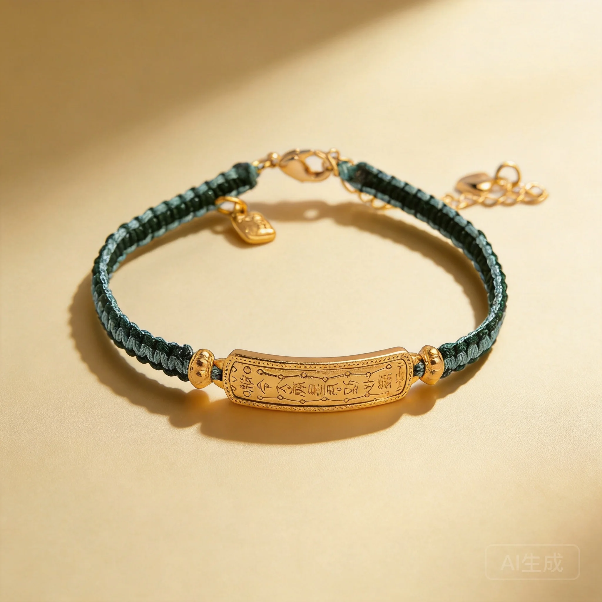 

Chinese Style Engraved Taisui Amulet Hand Braided Bracelet Lucky Blessing Wealth Attracting Adjustable Couple Bracelet For Women