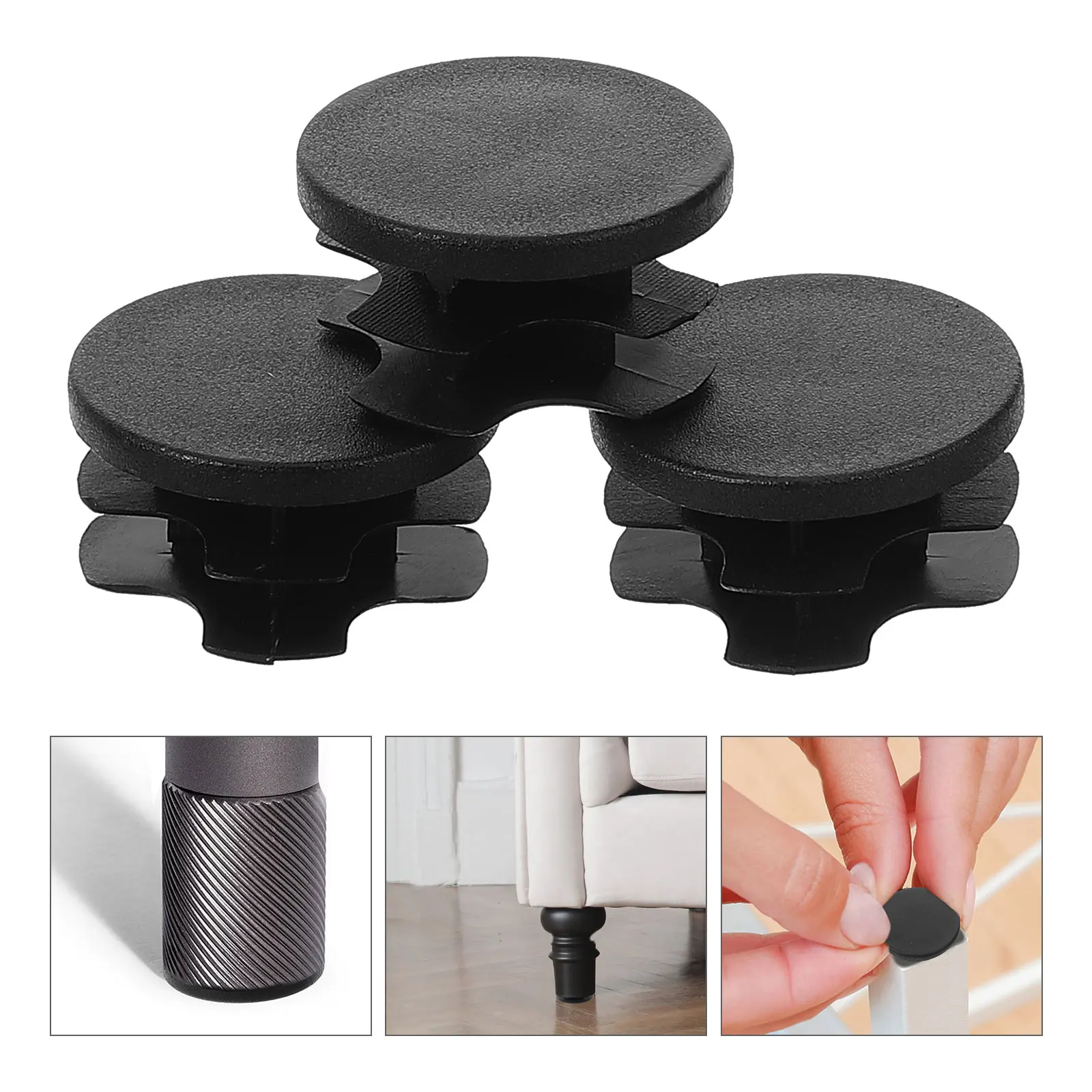 

100pcs Furniture Foot Pads Plastic Hole Plugs Handrail End Caps Tubing Covers Chair Protectors Floor Protection