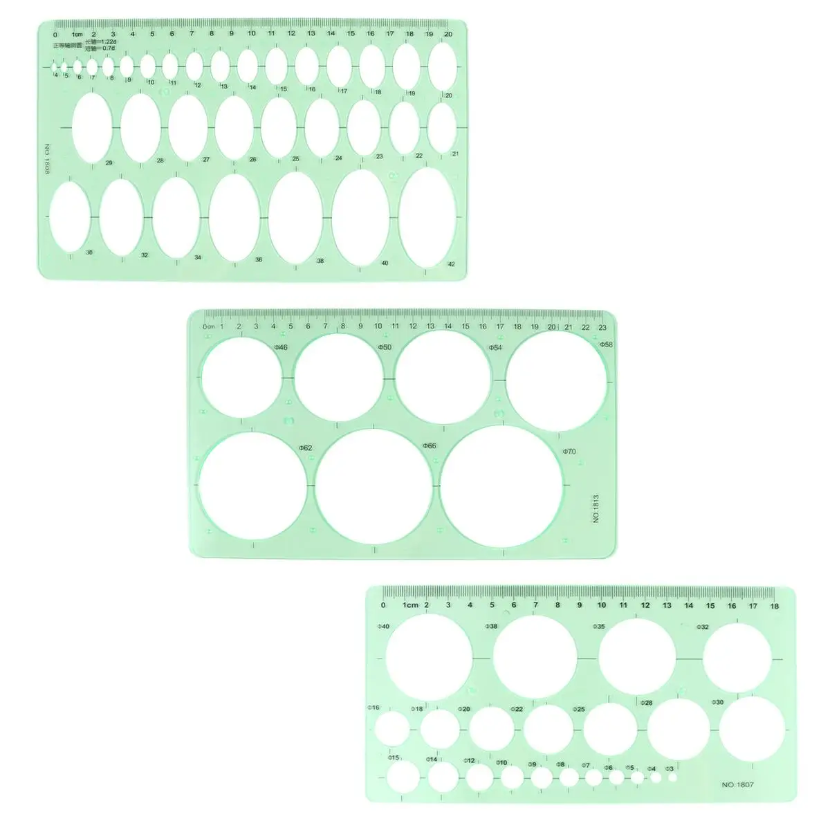 3 Pcs Drawing Templates Set Transparent Geometric Rulers Measuring Tools for Architecture Design School Projects