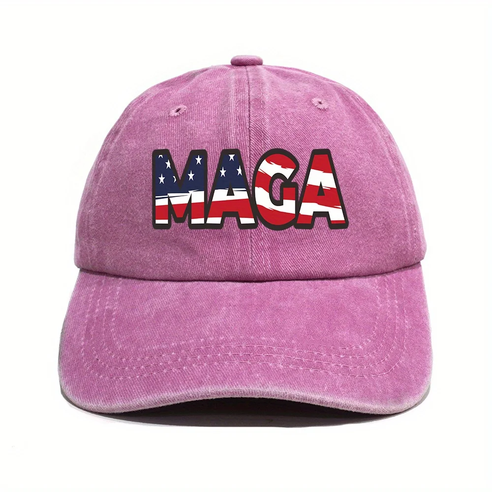 Cool Classic Retro Curved Brim Baseball Cap, USA Flag MAGA Print Distressed Cotton Trucker Hat, Snapback Hat For Casual Leisure image 5