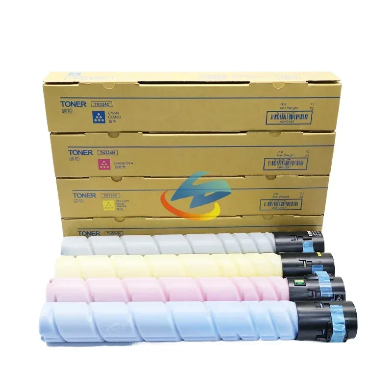 1PCS TN324 Toner Cartridge Compatible for Konica Minolta Bizhub C225 C258 C308 C368 Refill Toner Cartridge BK/500g CMY/400g