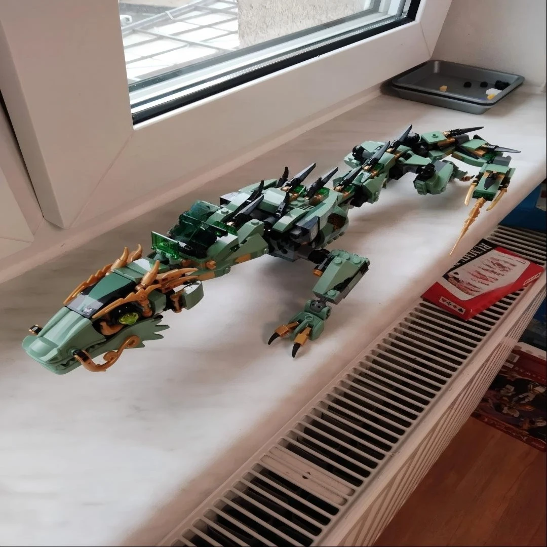 Set di blocchi da costruzione Flying Green Mechanical Dragon 70612 adatti per regali di Natale compatibili con particelle Legoed, 544 pezzi.