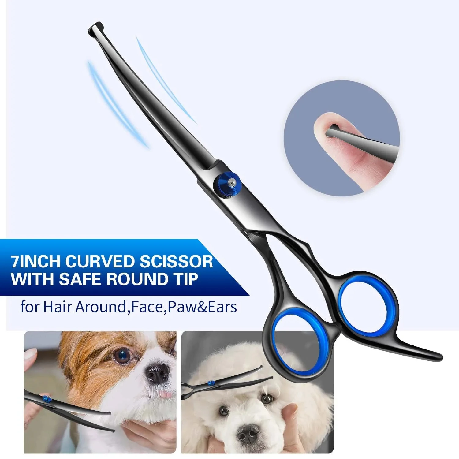 Safe and Precise Professional Pet Grooming Scissors with Round Head - Stainless Steel Dog Hair Shears for Effortless Trimming