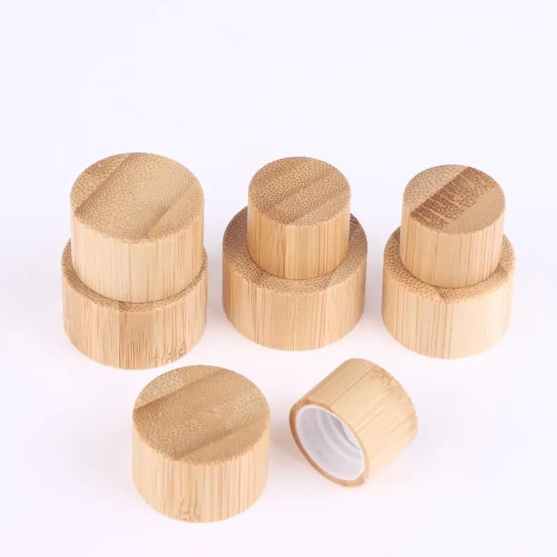 صديقة للبيئة المسمار أغطية زجاجات الخيزران الطبيعي مع المخفض استبدال أغطية الزجاجات الفارغة مع قطرة المكونات غطاء الخيزران الحقيقي غطاء برغي