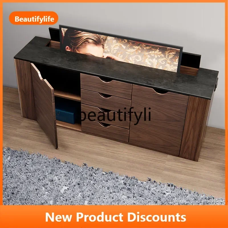 

LL A139 Hidden Smart Lift Integrated TV Cabinet Remote Control Electric Opening Solid Wood TV Cabinet